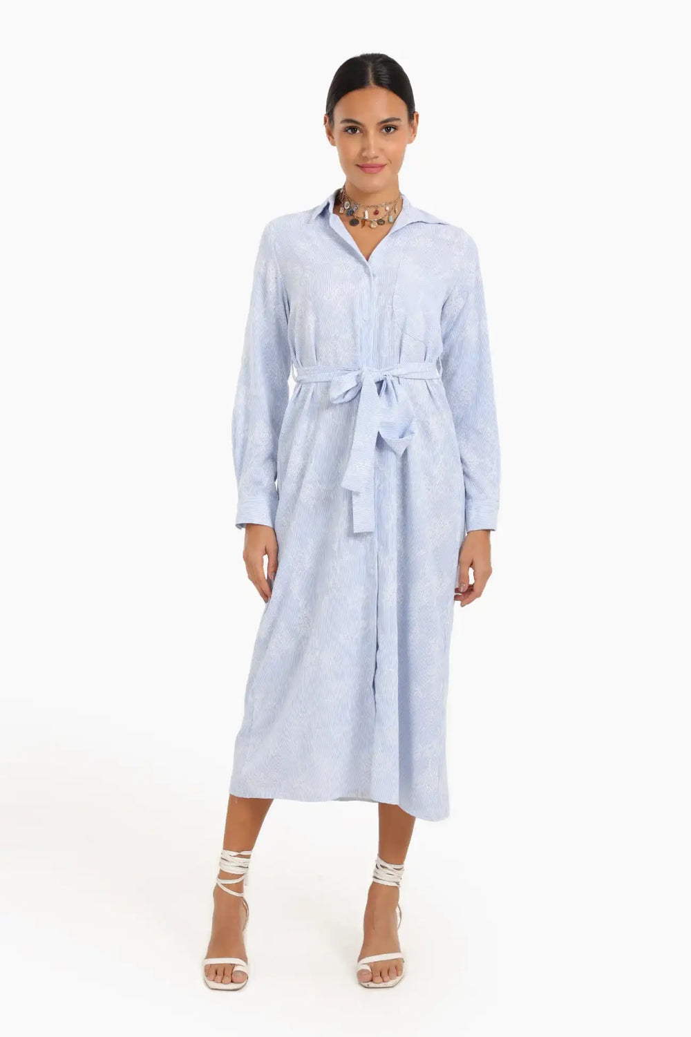 Printed Midi Shirt Dress