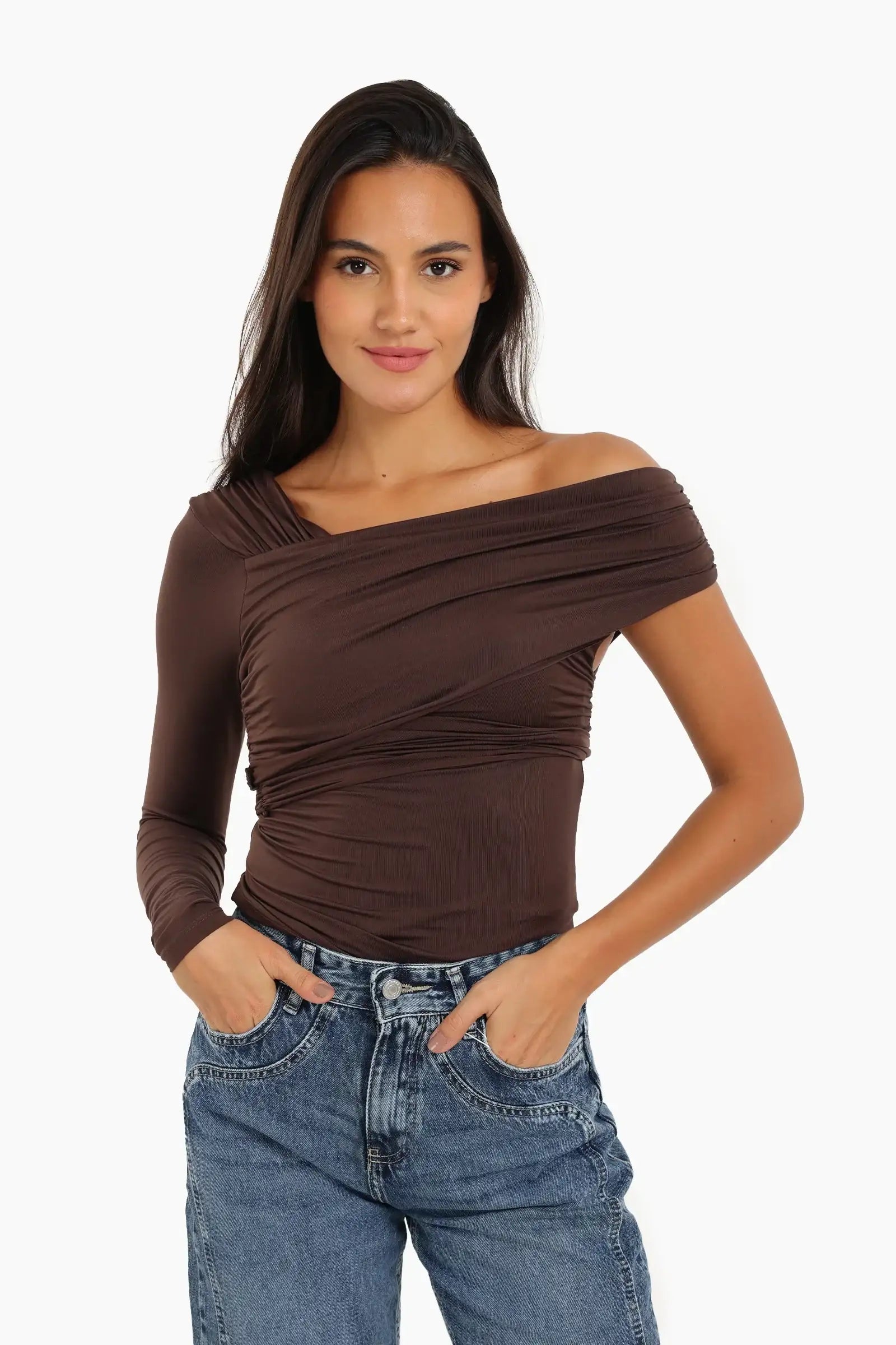 Rushed Off Shoulder Top | | Carina Wear – Carina - كارينا