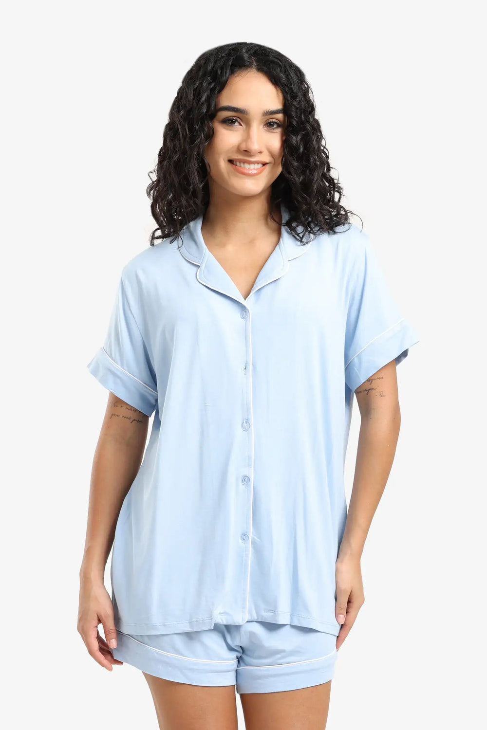 Color Piping Poplin Pyjama Set