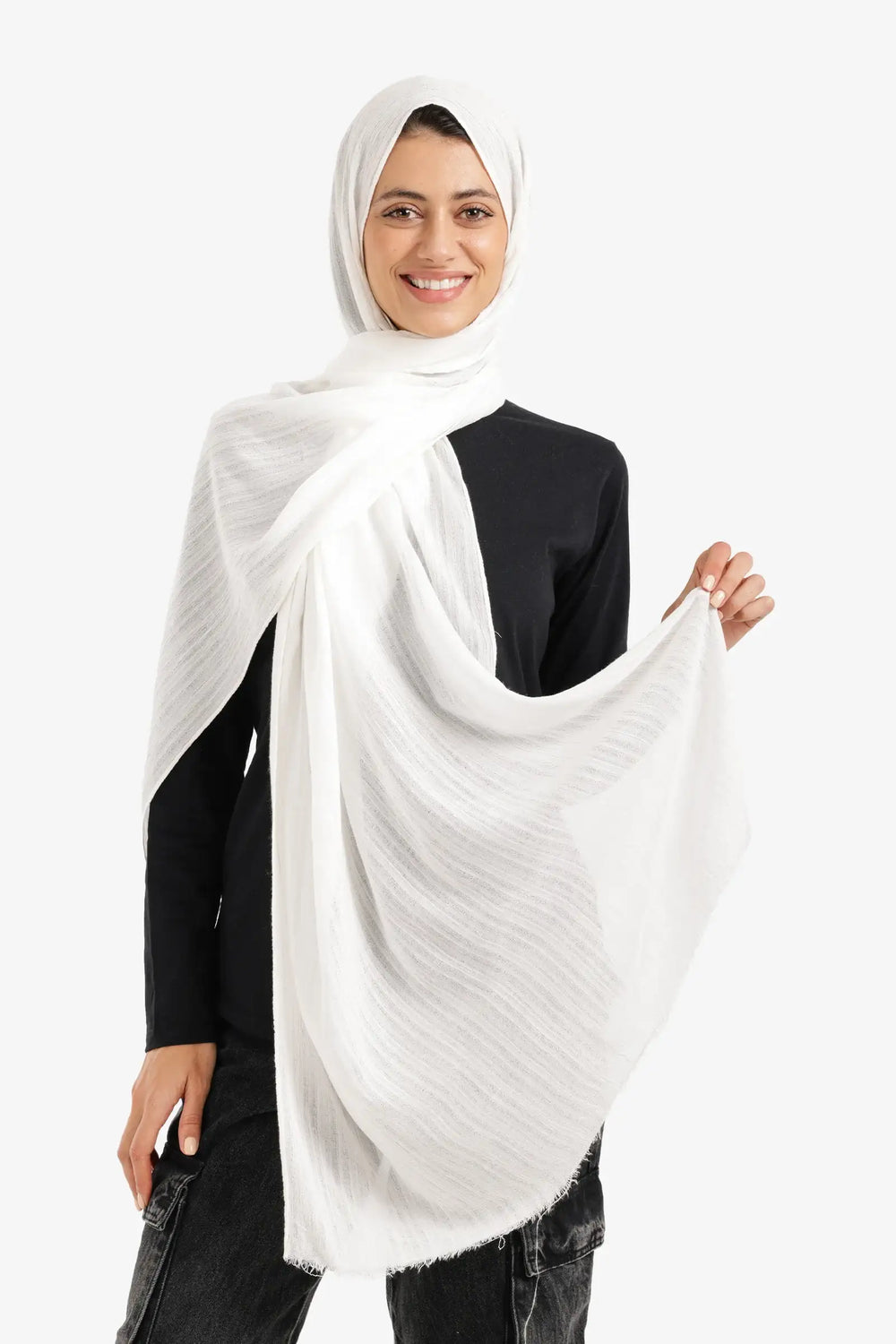 Textured Ribbed Cotton Scarf