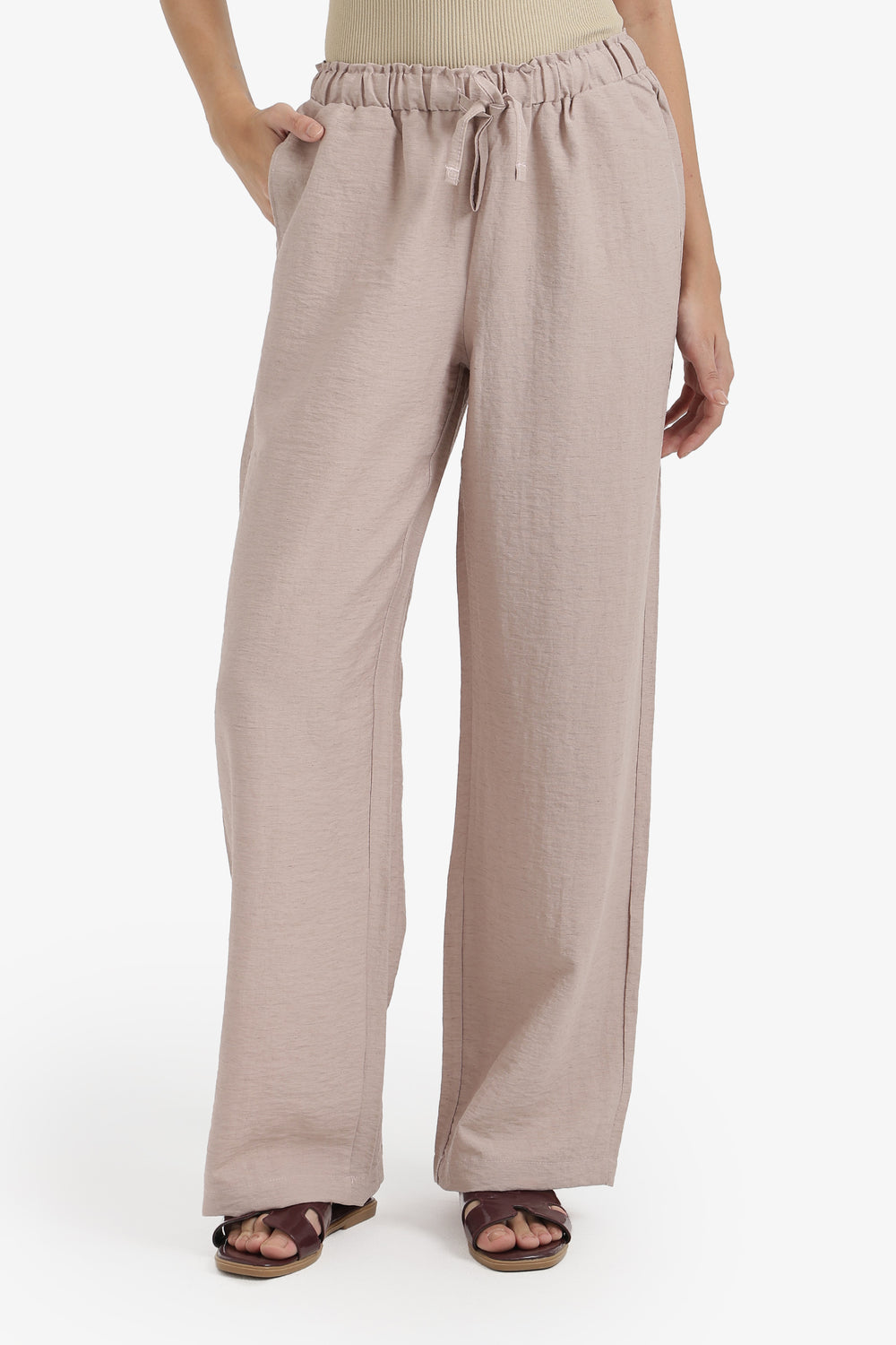 Wide-Leg Drawstring Pants