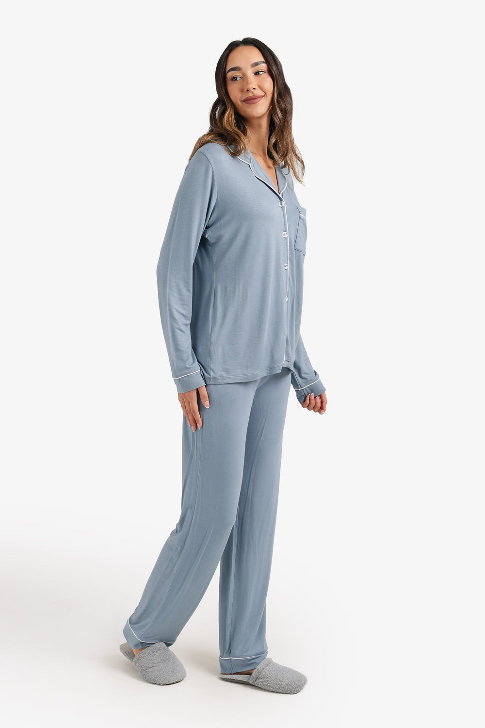 Contrast-Pipe Pyjama Set