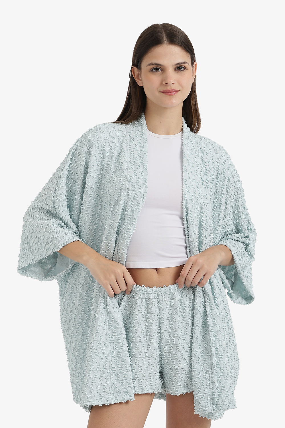 Self Patterned Beach Kimono