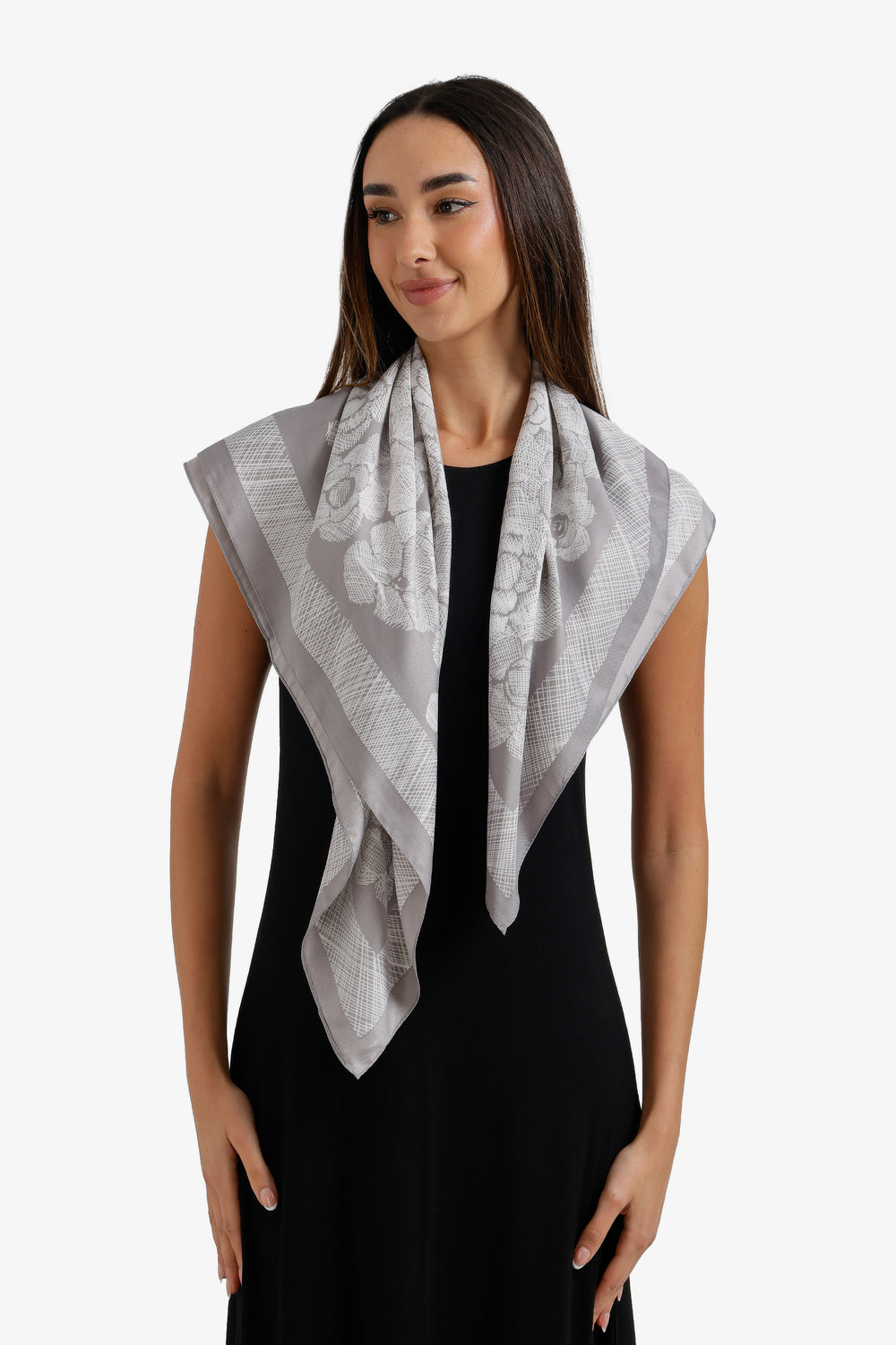 Textured Floral Square Scarf