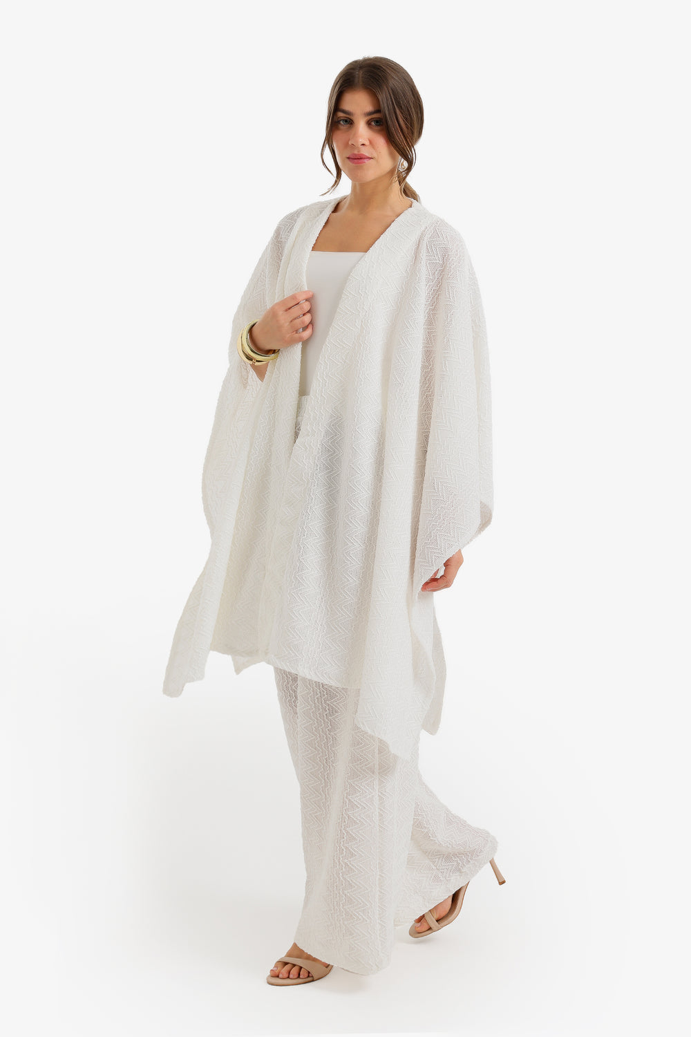 Zigzag-Embroidered Kimono