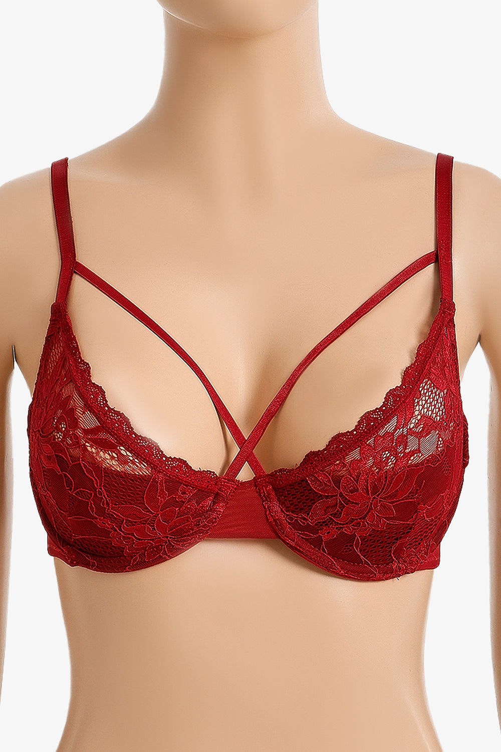 Strappy Floral Lace Bra