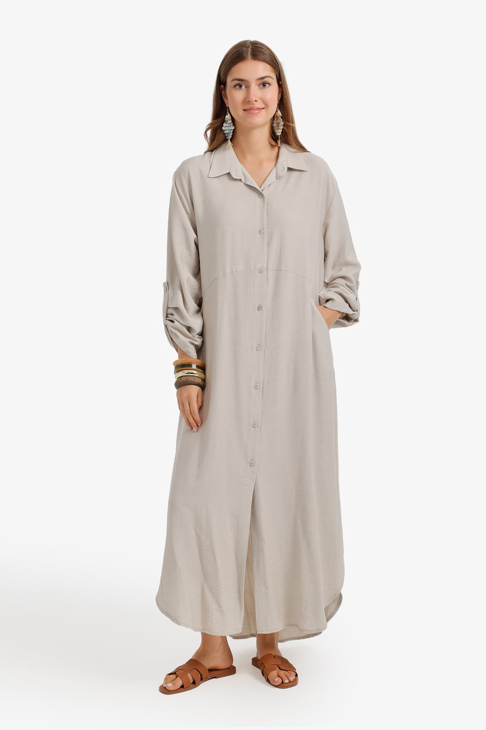 Tab Sleeve Shirt Dress
