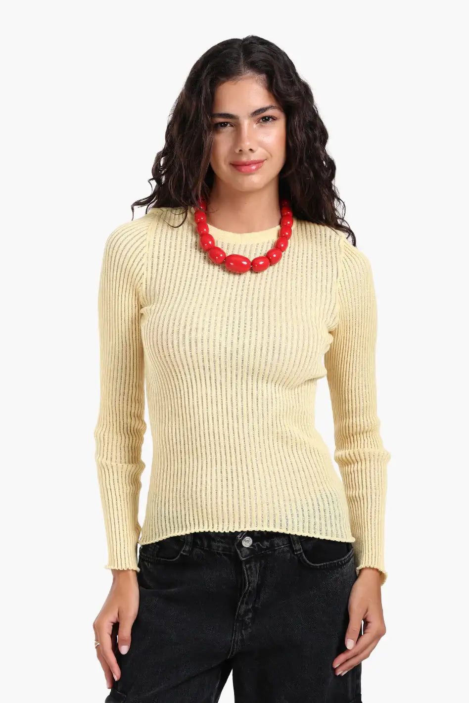 Frilled Hem Ribbed Top