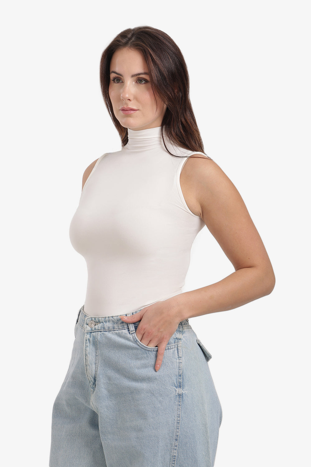 Sleeveless High Neck Top