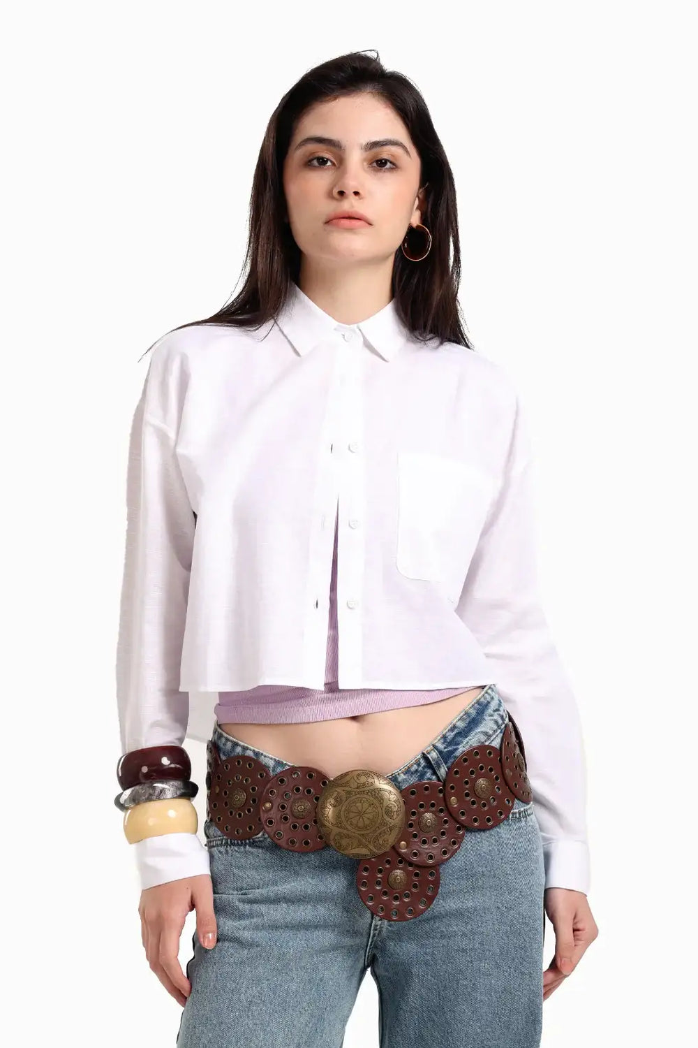 Long Sleeves Cropped Shirt