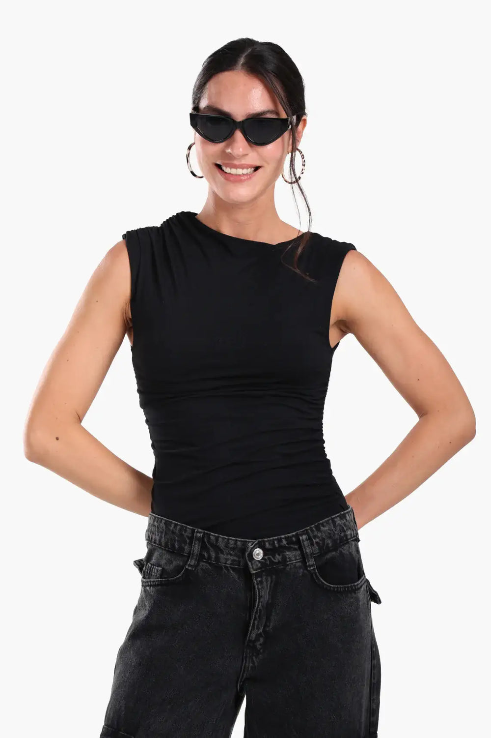 Ruched Side Sleeveless Top