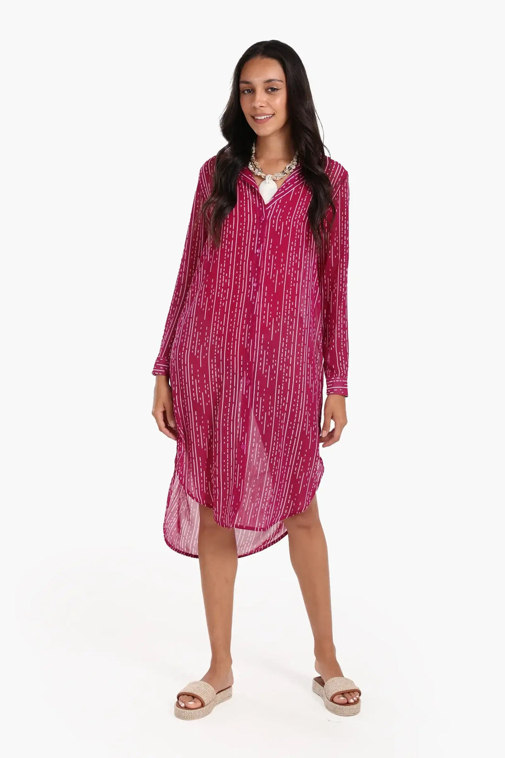 Chiffon Long Sleeves Shirt Dress
