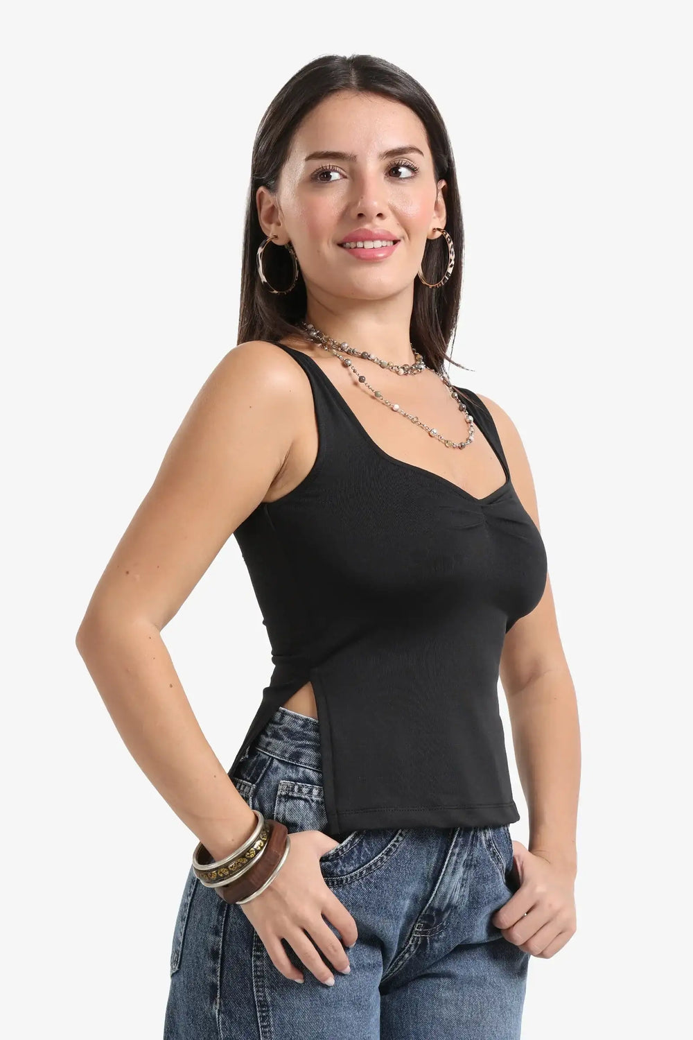 Heart Scoop Collar Top