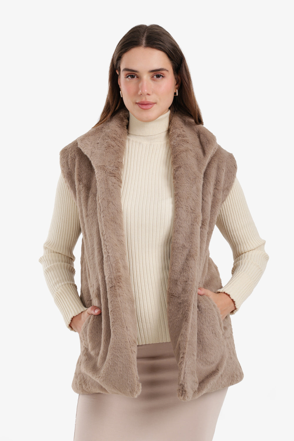 Open Neckline Sleeveless Vest