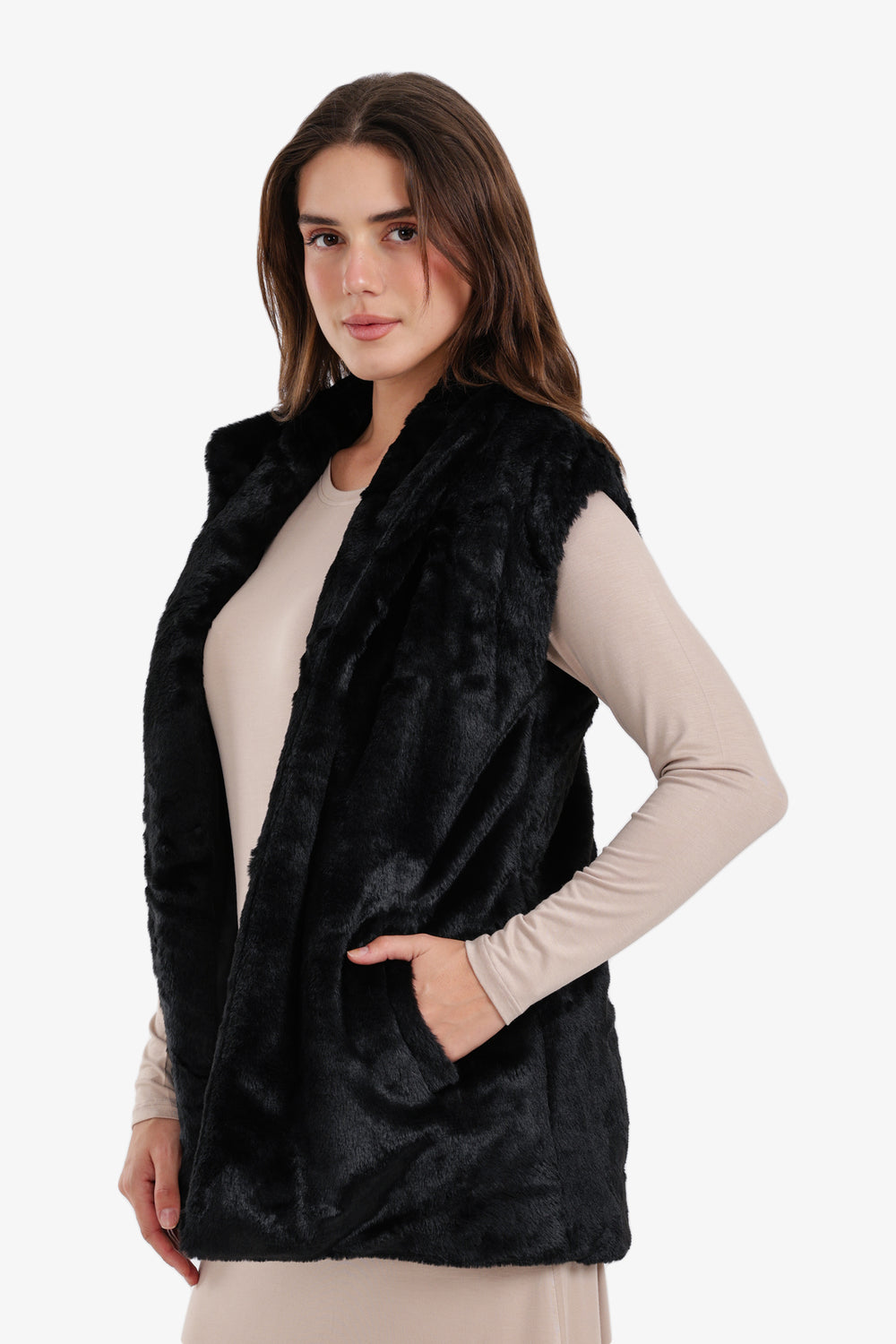 Open Neckline Sleeveless Vest