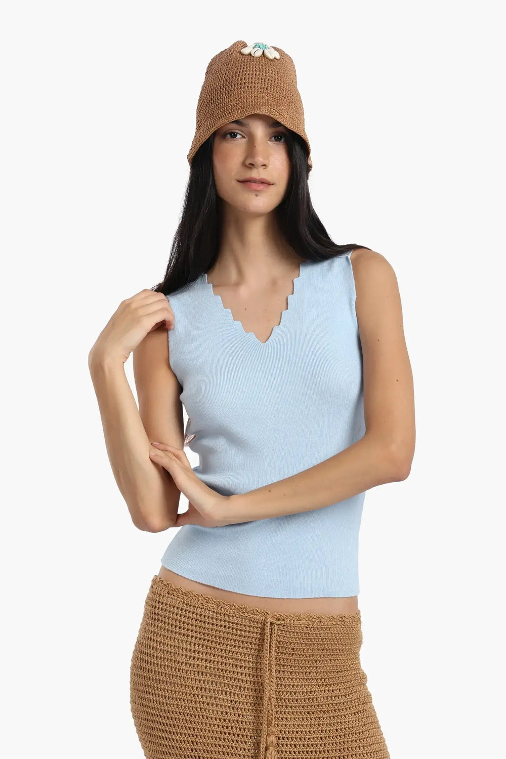Seamless Zigzag V-Neck Top