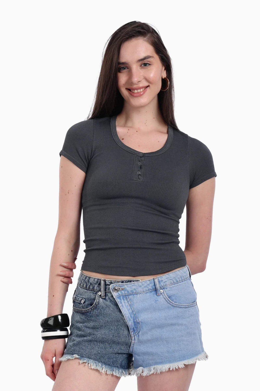 Snap Front Button Top