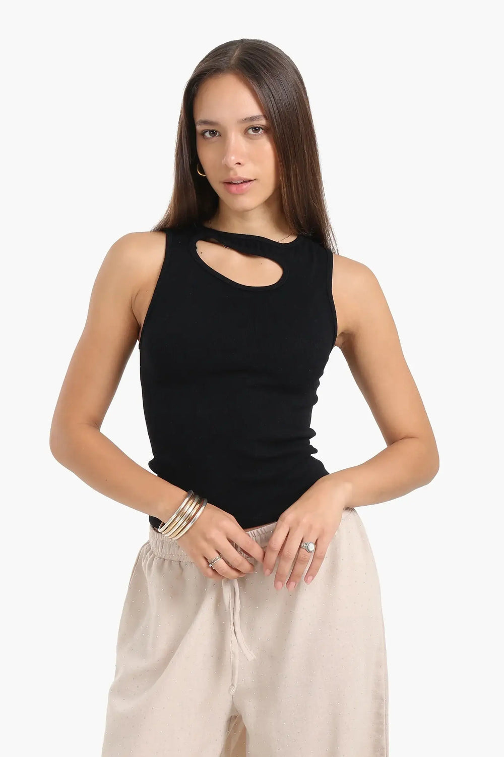 Front Cut Out Sleeveless Top