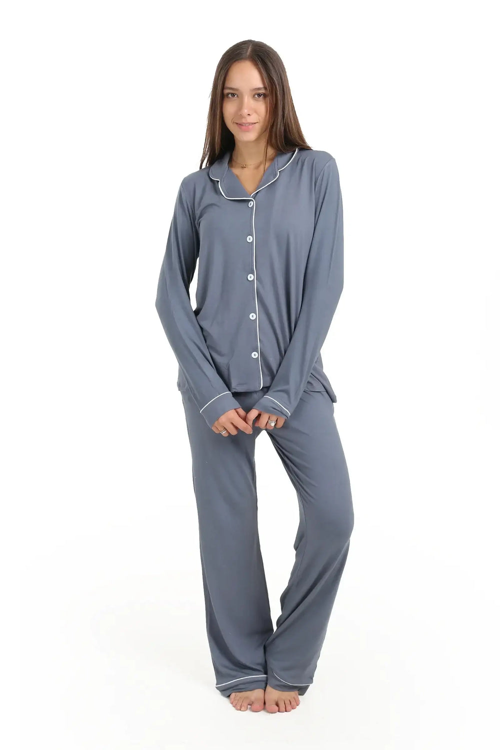 بيجامة فيسكوز بشريط بلون مختلف