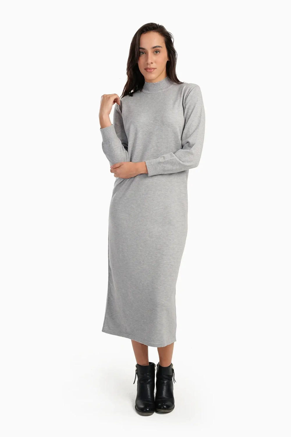 Ribbed High-Neck Dress