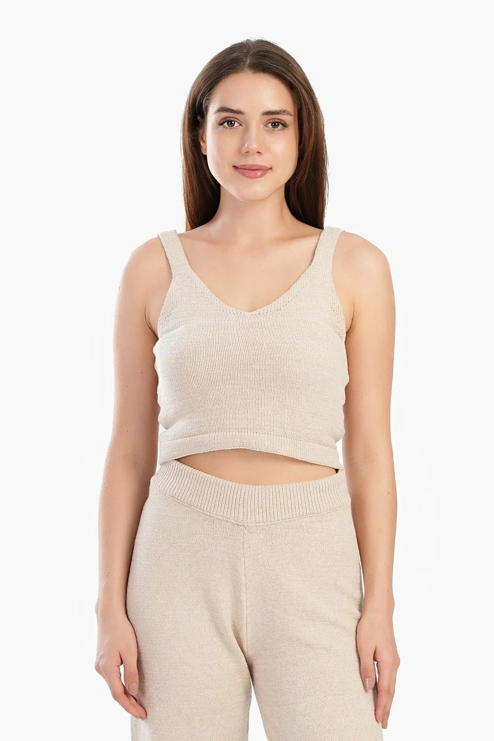 Knit Plunge Neck Pyjama Top