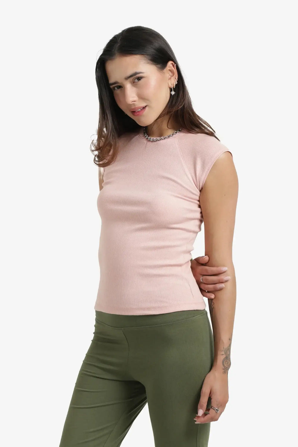 Ribbed Cap Sleeves Top