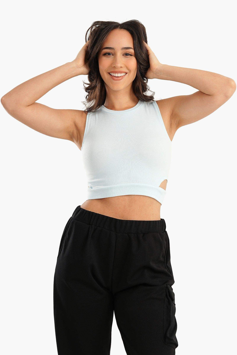 Ribbed Top with Cut Out Sides