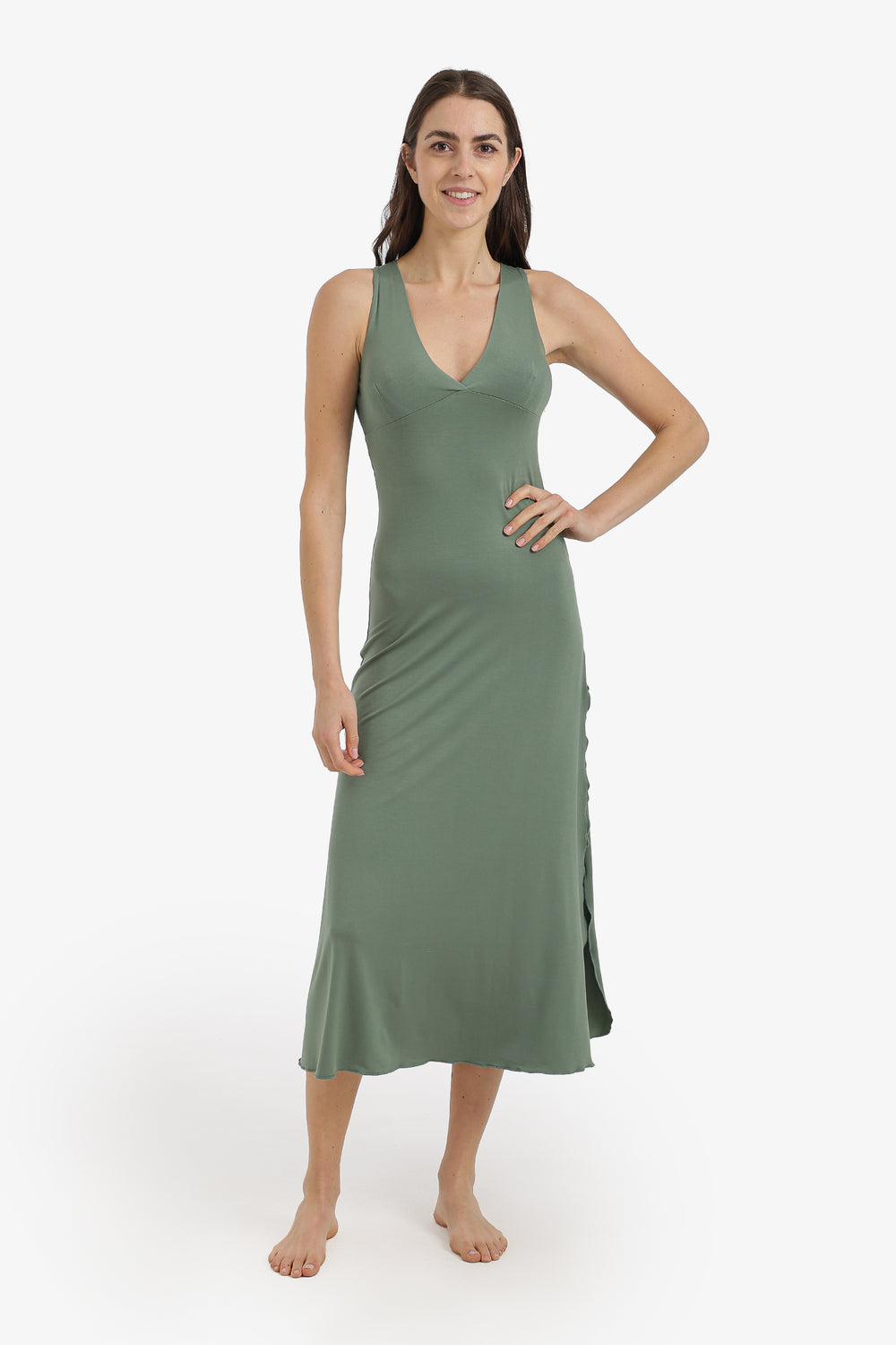 Side-Slit Midi Nightgown