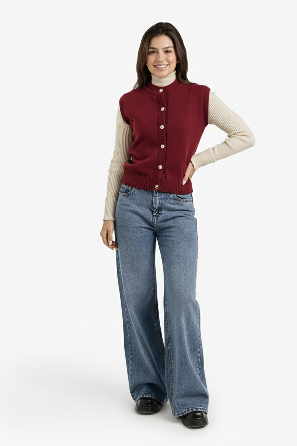 Wide-Leg Denim Pants