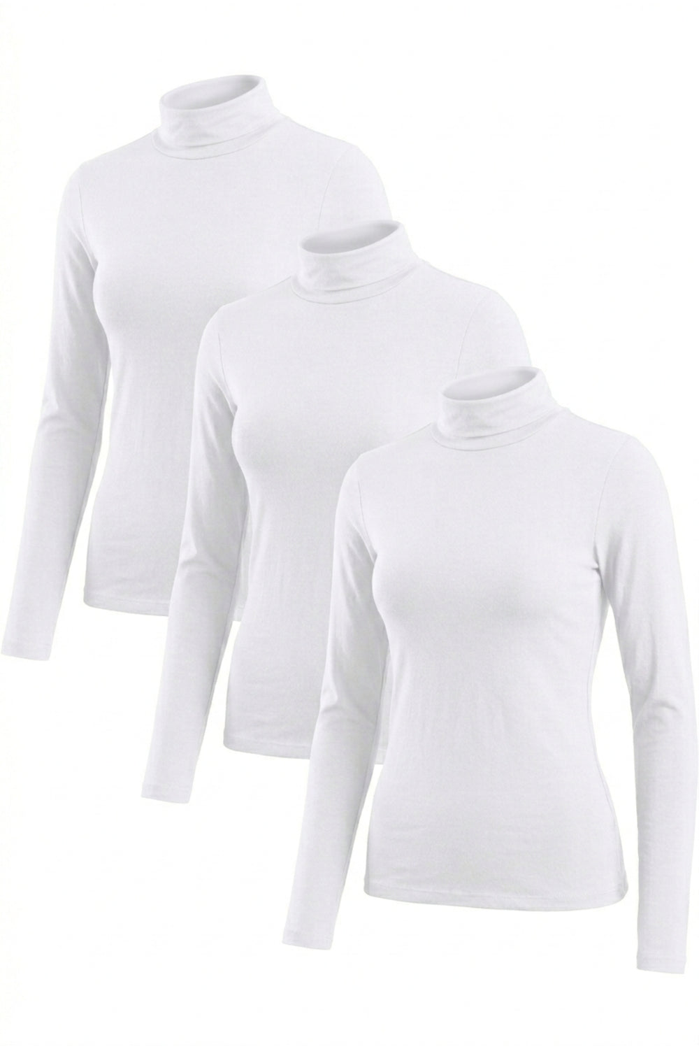 High Neck Long Sleeve Cotton Top - Pack of 3