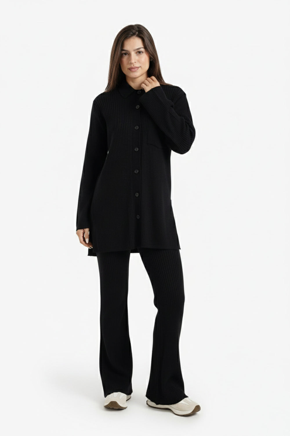 Long Ribbed Cardigan