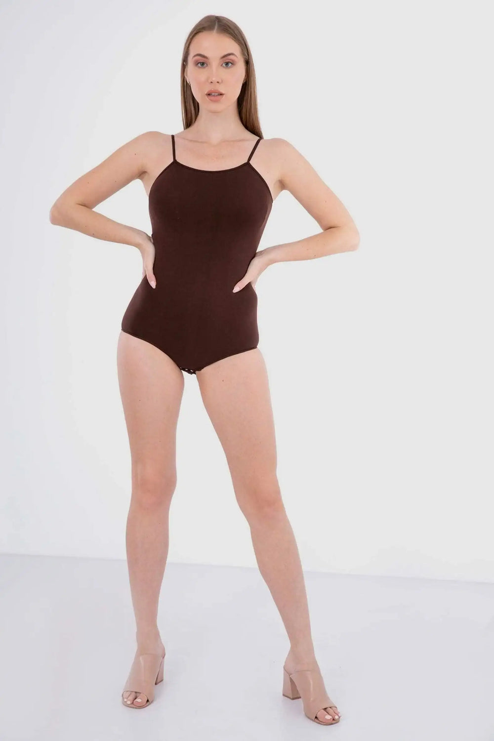 Spaghetti Strap Solid Bodysuit - Carina - كارينا