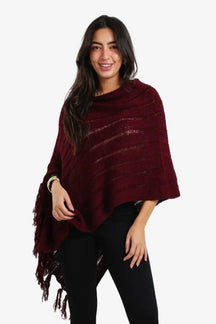 Poncho with Fringe Details