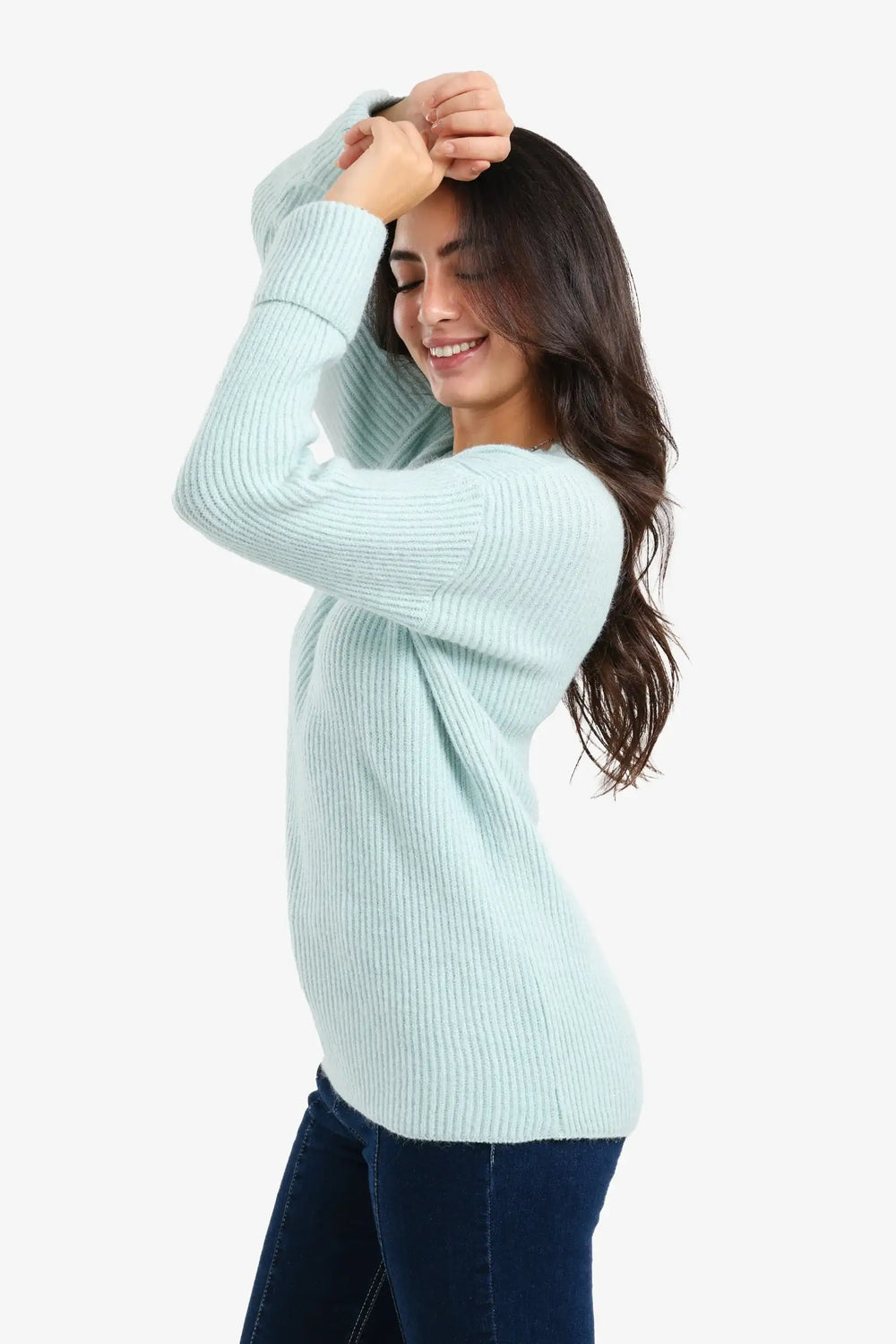 Ribbed V-Neck Pullover