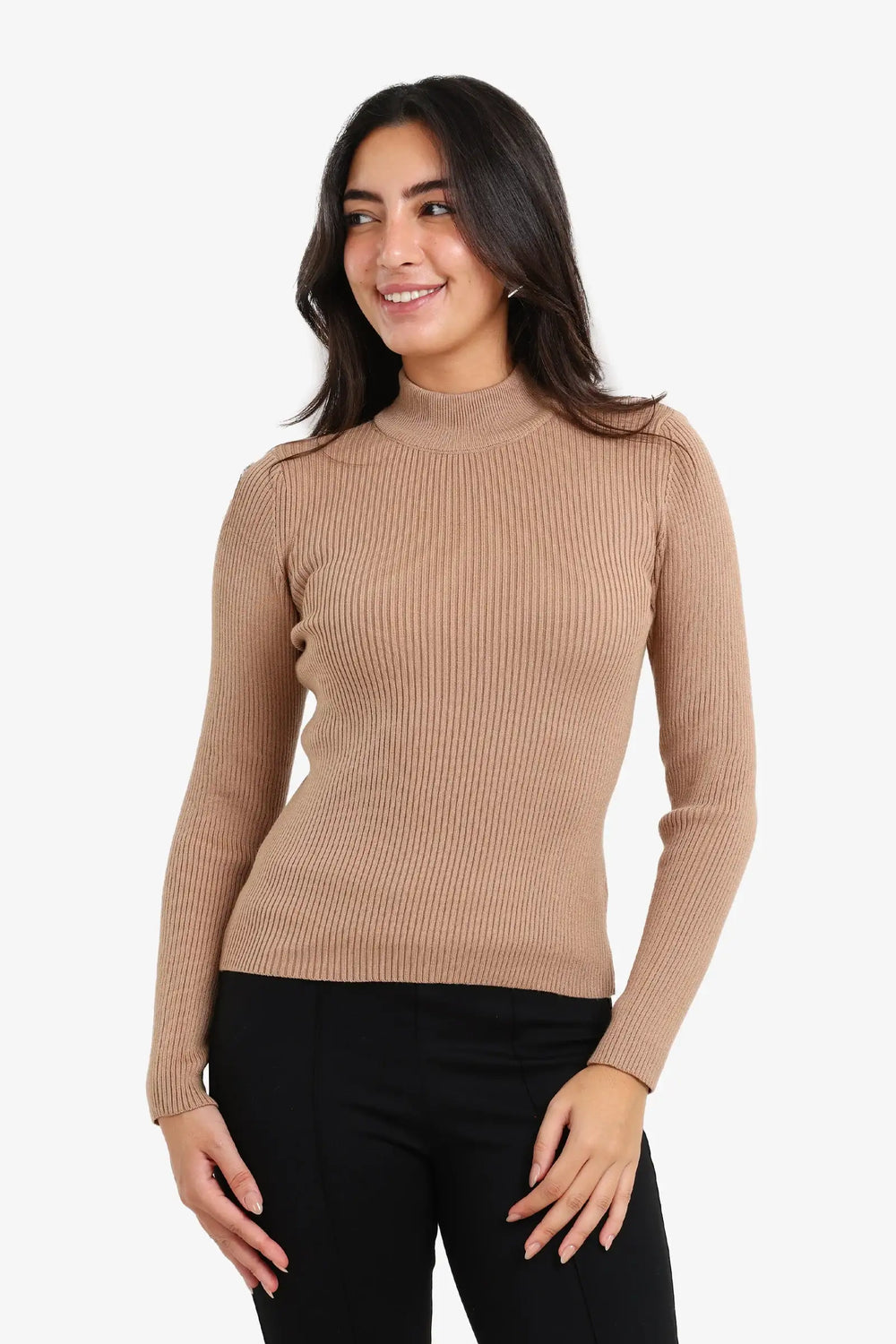 Ribbed High Neck Pullover