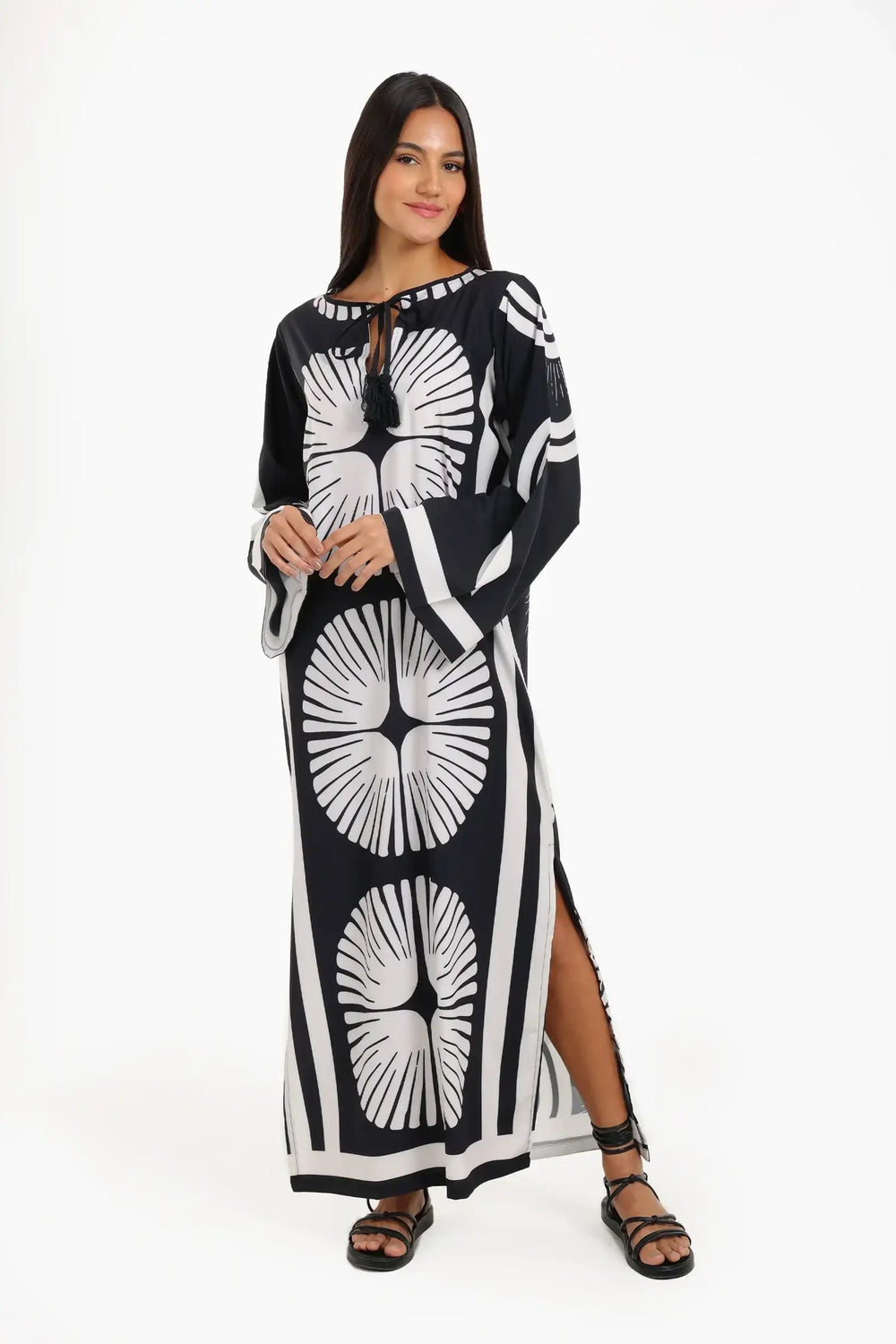 Printed Black & White Beach Dress