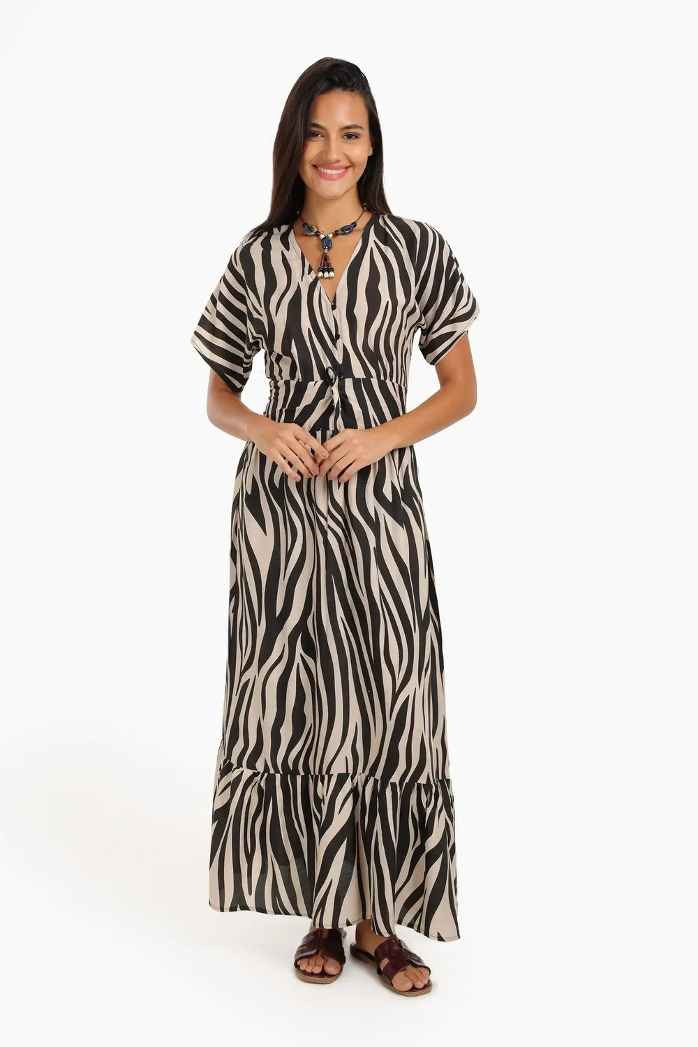 Zebra Print Tiered Dress