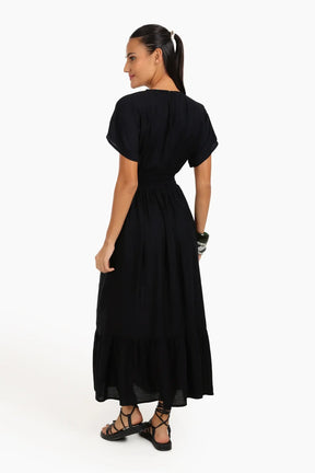 Maxi Dress with Front Drawstring