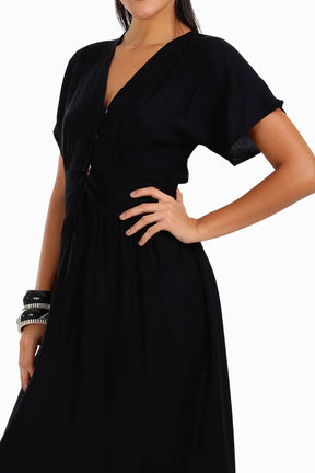 Maxi Dress with Front Drawstring