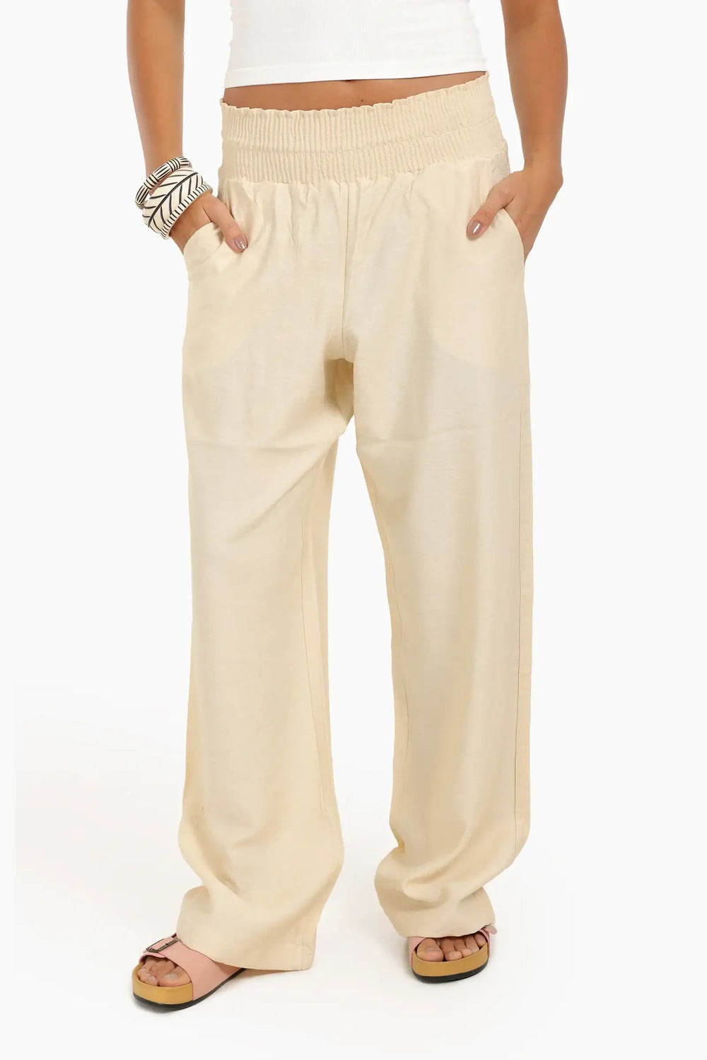 بنطلون خصر عالي للشاطئ 