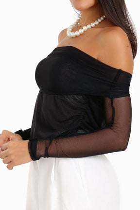 Off Shoulder Mesh Top