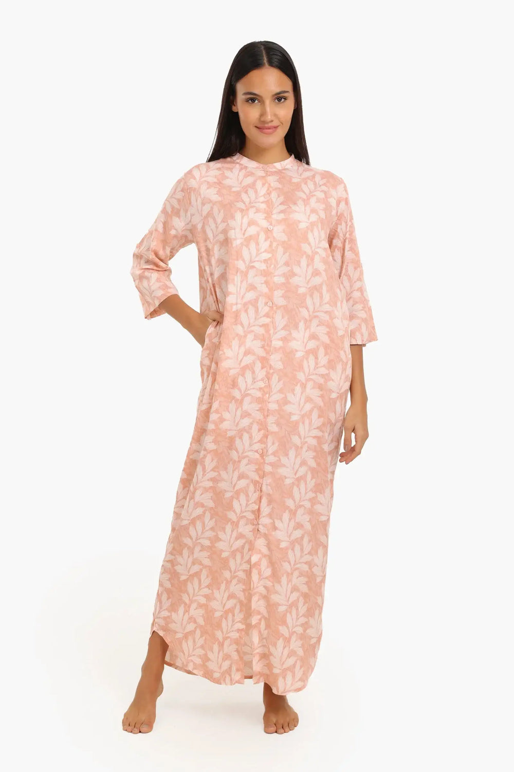 Leaves Printed Comfy Nightgown