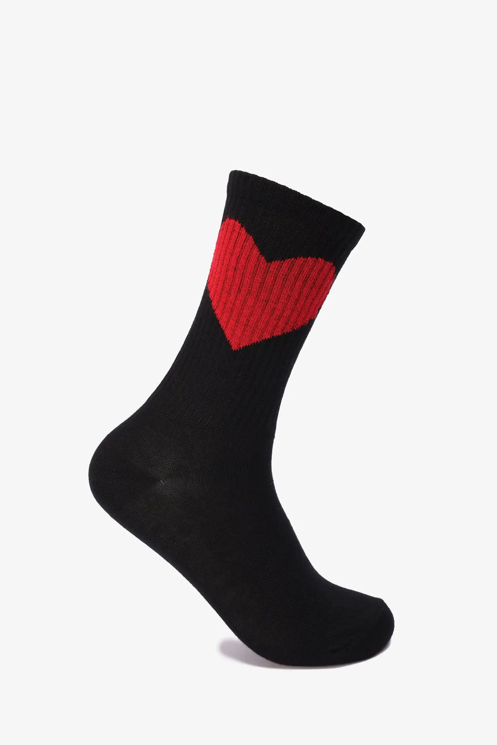 Ribbed Heart Long Socks