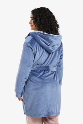 Padded Velvet Hooded Robe