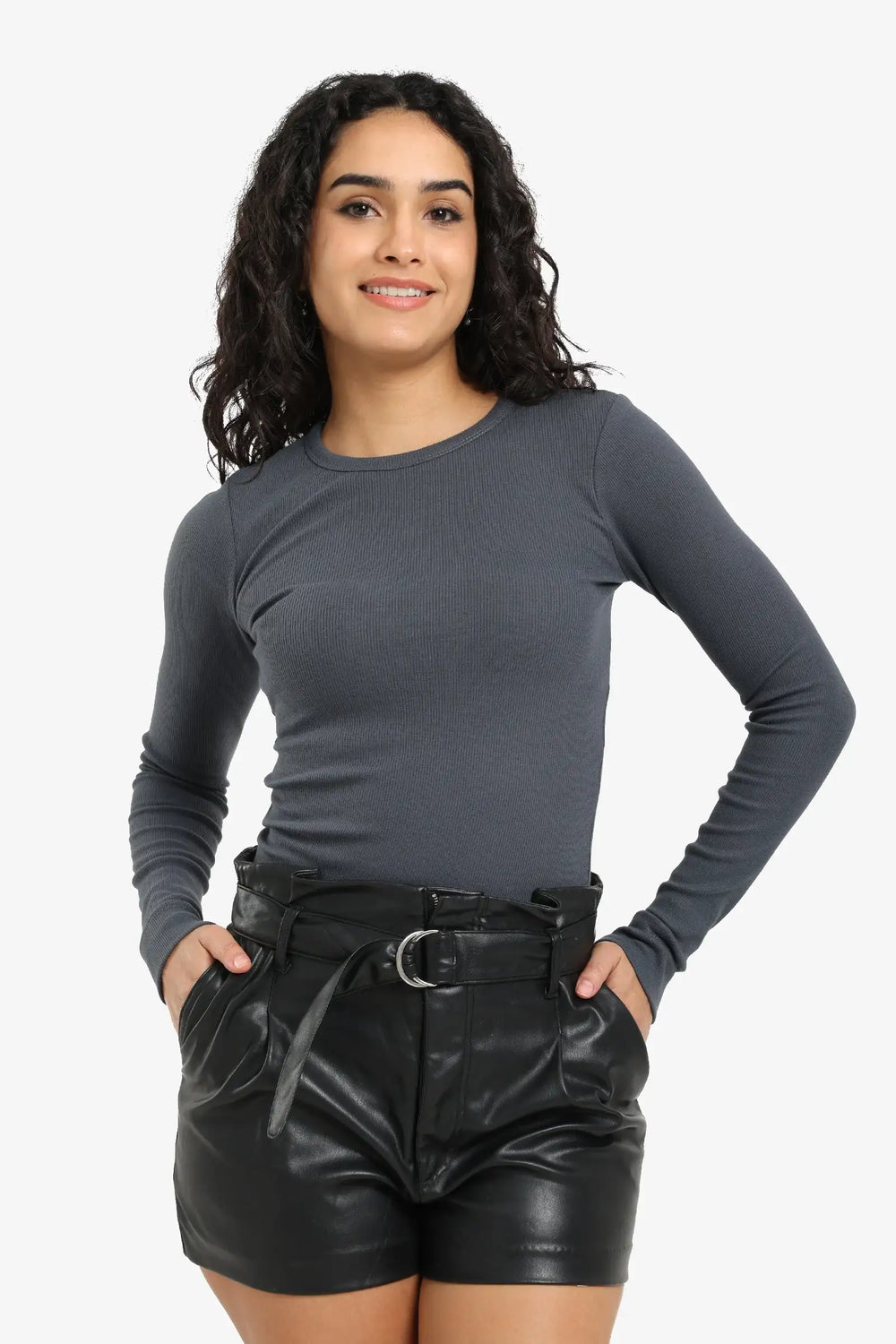 Ribbed Long Sleeves Top