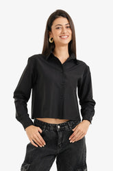Cropped Button-Up Shirt