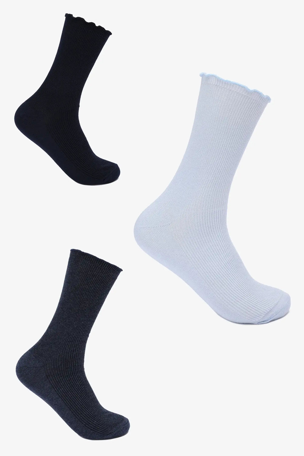Long Ribbed Socks - 3 Pairs