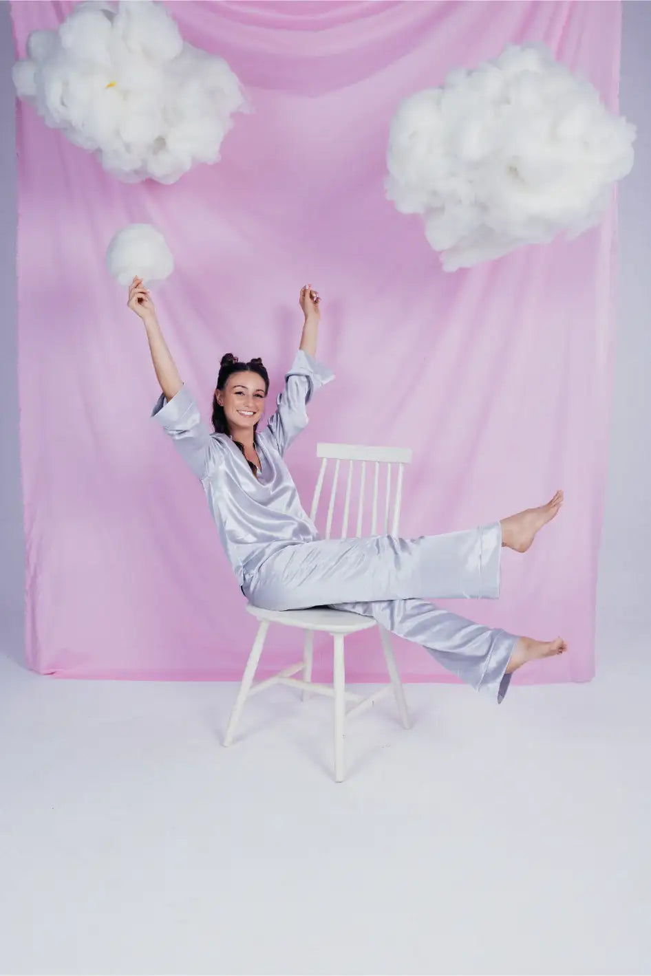 Silver Satin Pyjama Set