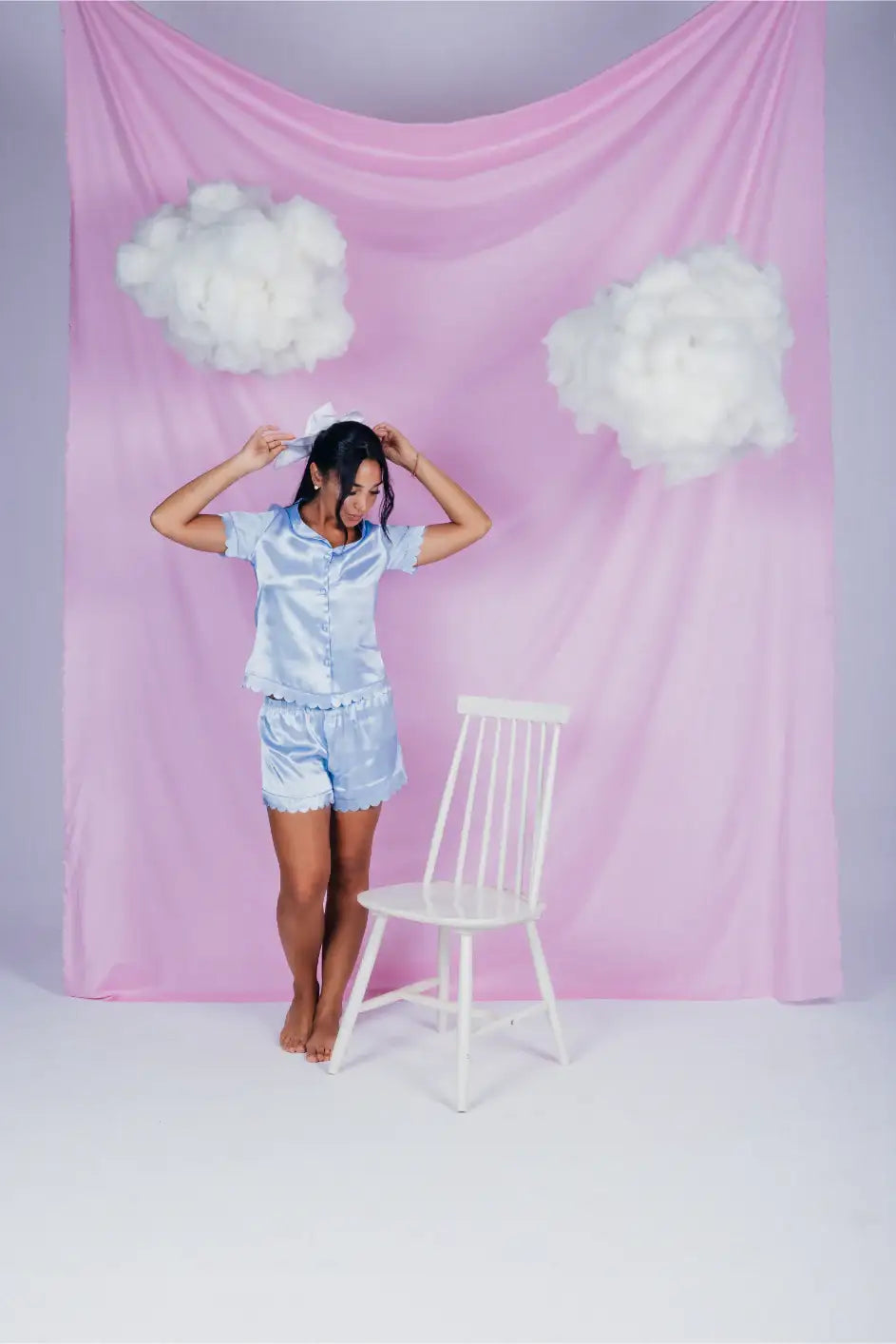 Blue Solid Pyjama Set