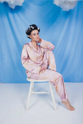 Leaf Print Satin Pyjama Set